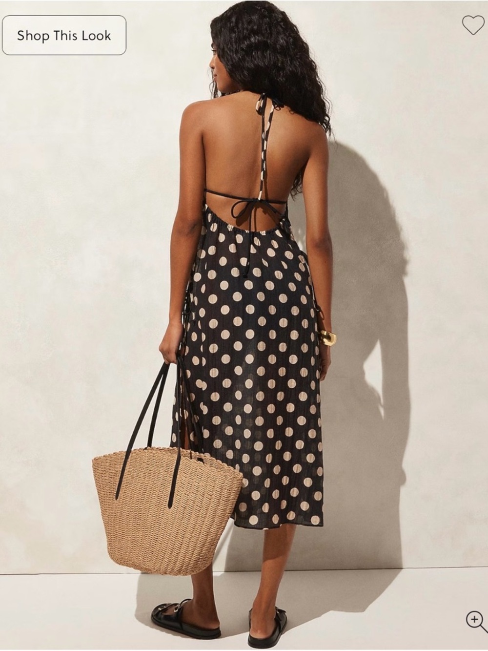 J. Crew Black Polka Dot Halter Midi Dress coverup - Picture 4 of 7